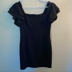 Black Dress with Ruffled Sleeves